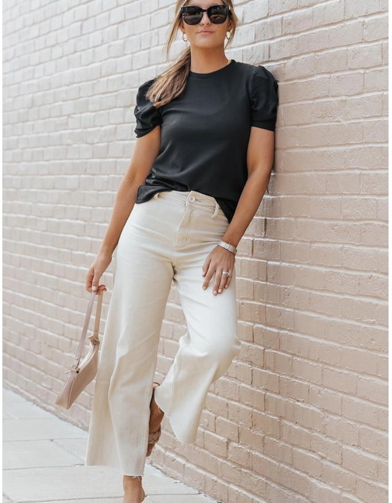 Azura Exchange Ribbed Puff Short Sleeve Top