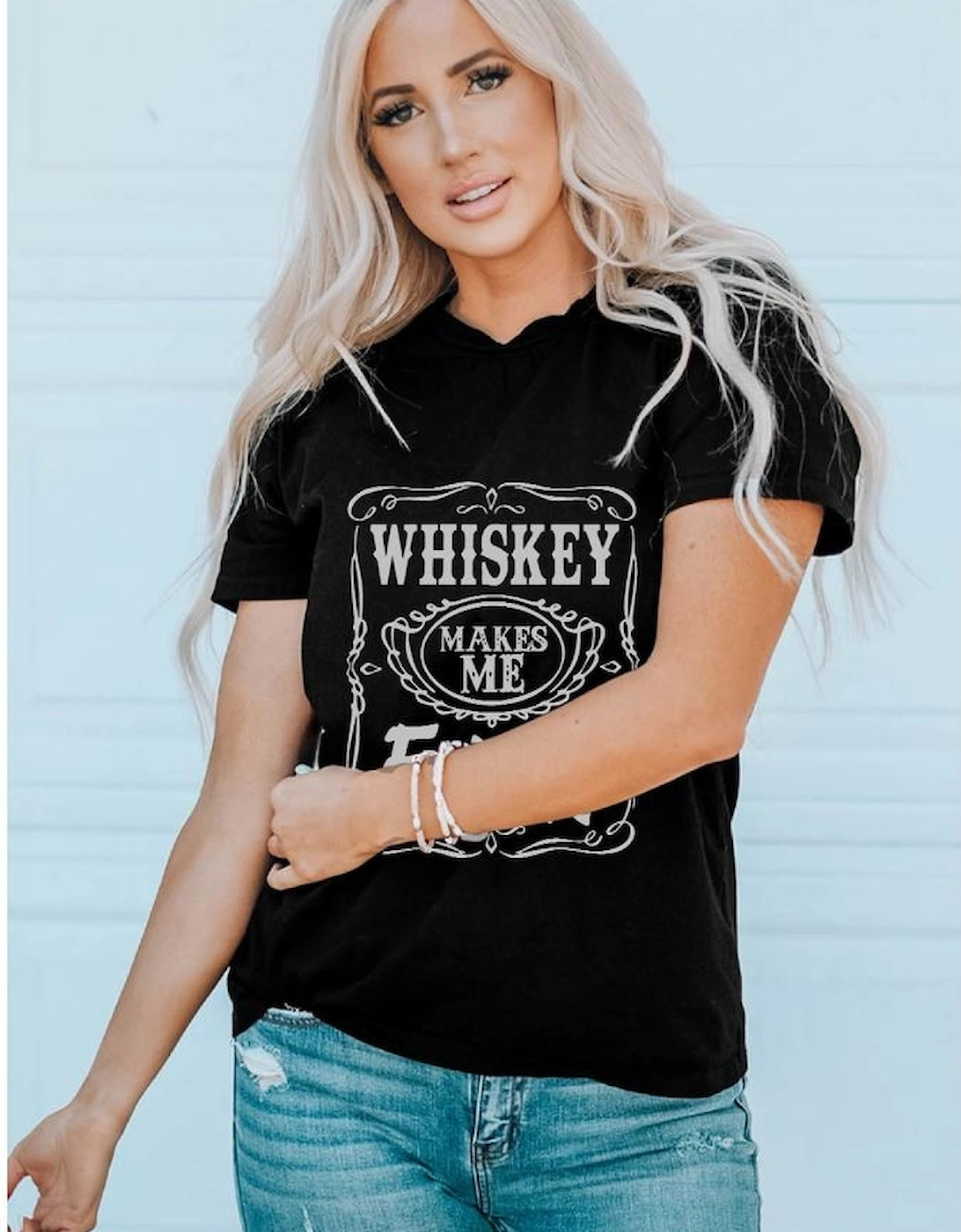 Black WHISKEY Makes Me Frisky Print Graphic Tee, 10 of 9