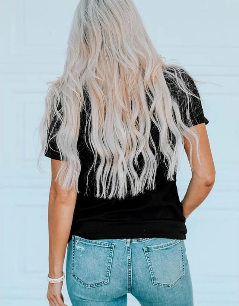 Black WHISKEY Makes Me Frisky Print Graphic Tee