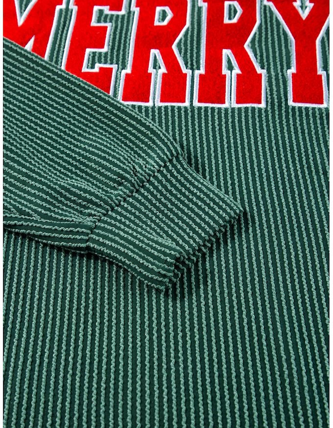 Evergreen Corded MERRY Graphic Long Sleeve Top and Shorts Set, 16 of 15