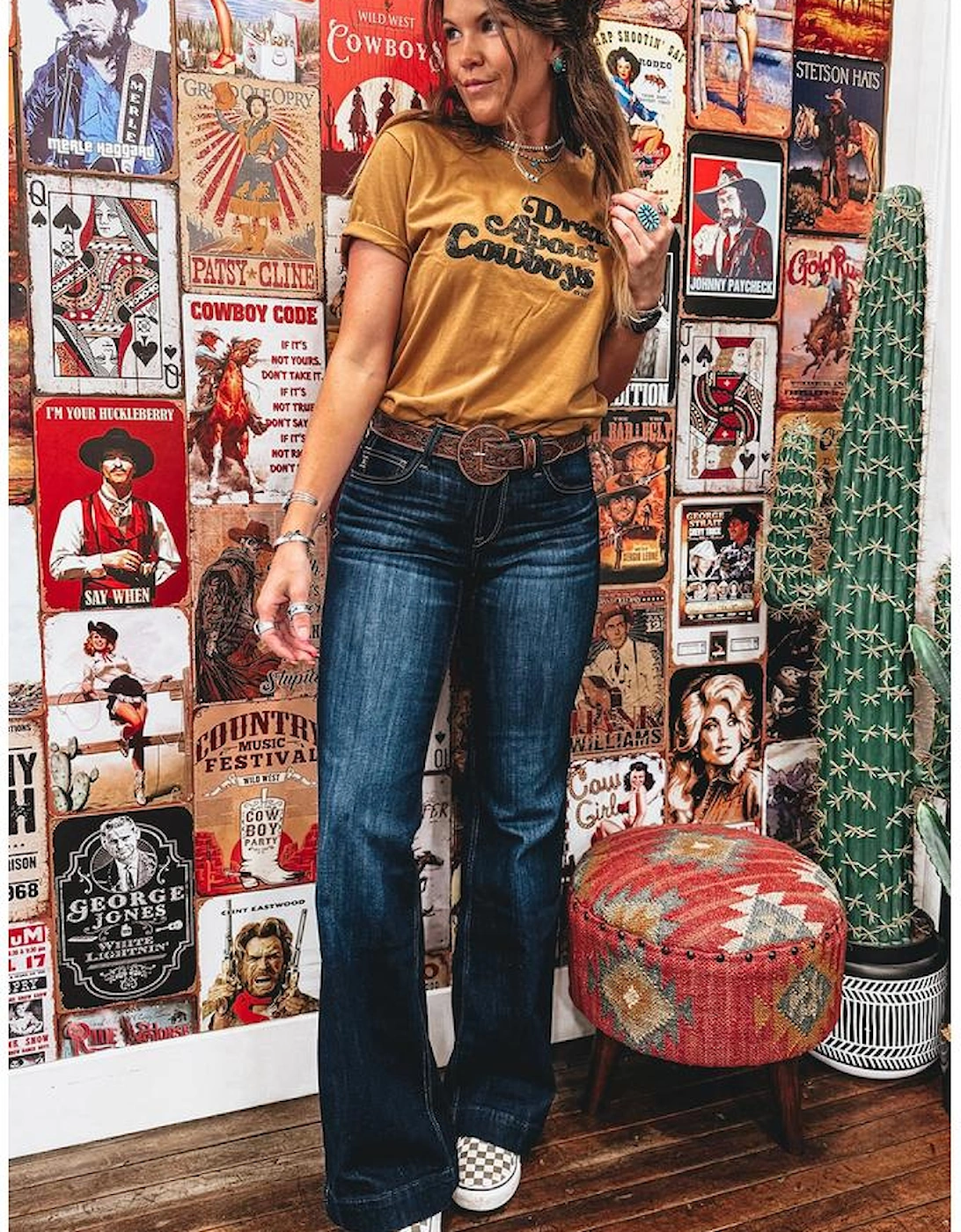 Sail Blue Western Stitch Patched Pocket Bootcut Jeans