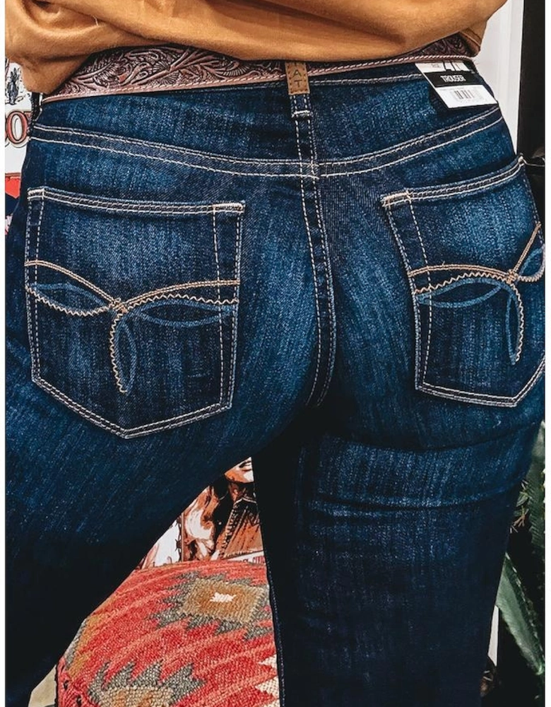 Sail Blue Western Stitch Patched Pocket Bootcut Jeans