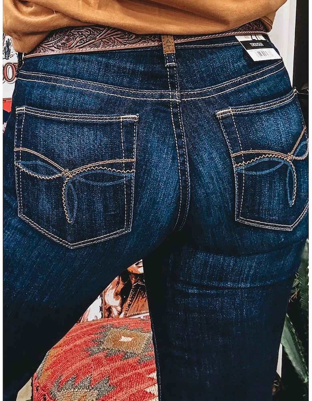 Sail Blue Western Stitch Patched Pocket Bootcut Jeans