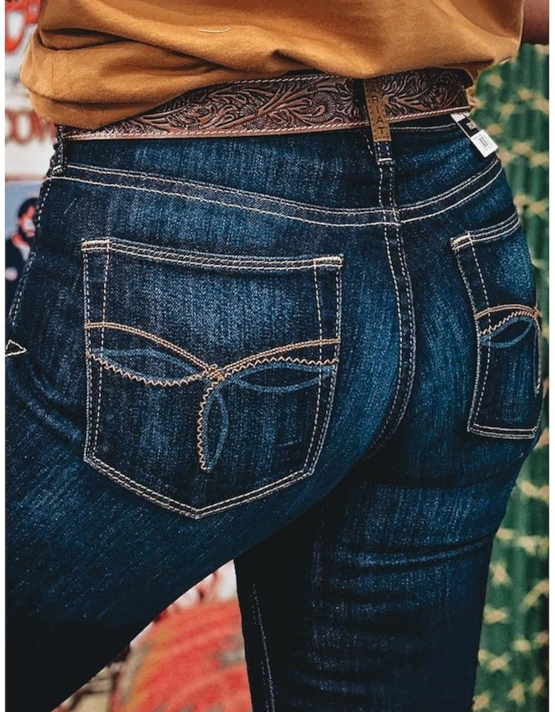 Sail Blue Western Stitch Patched Pocket Bootcut Jeans