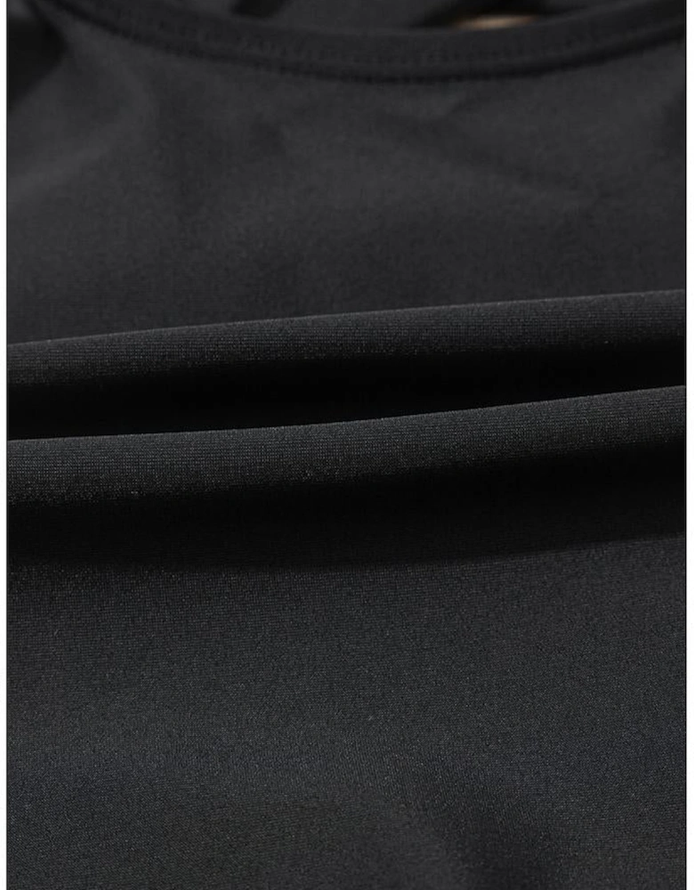 Black Ric Rac Trim Contrasted Patchwork Cutout One Piece Swimsuit