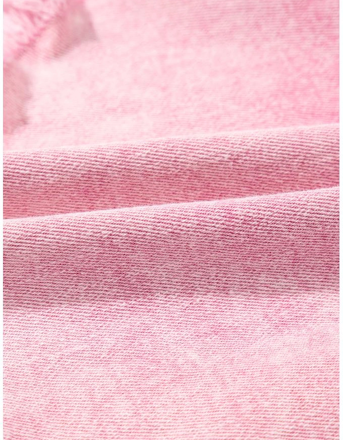 Pink Washed Wide Smocked Waistband Frayed Denim Shorts