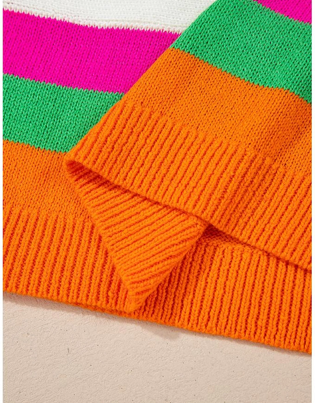 White Star Pattern Colorblock Striped Edge Drop Shoulder Sweater