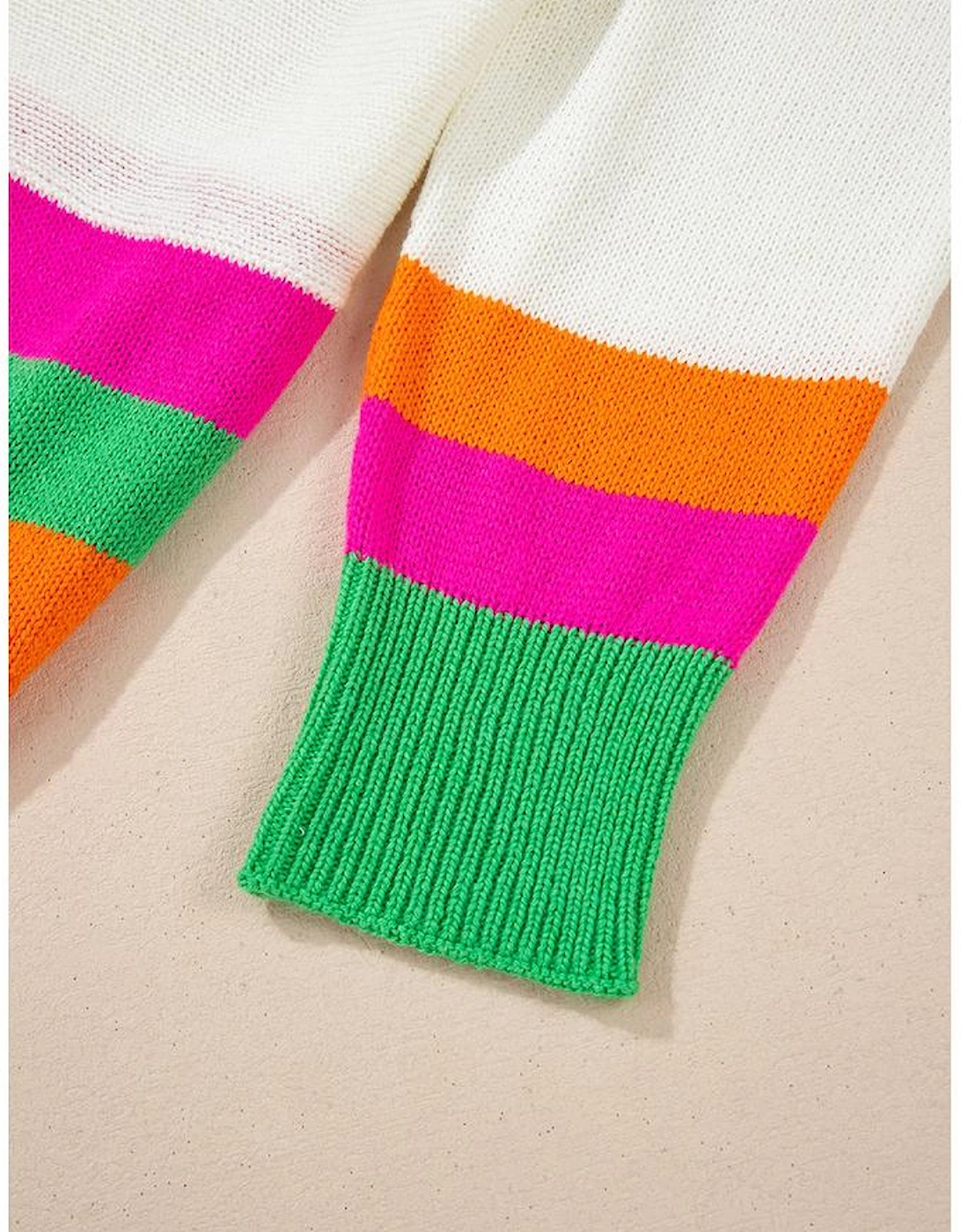 White Star Pattern Colorblock Striped Edge Drop Shoulder Sweater