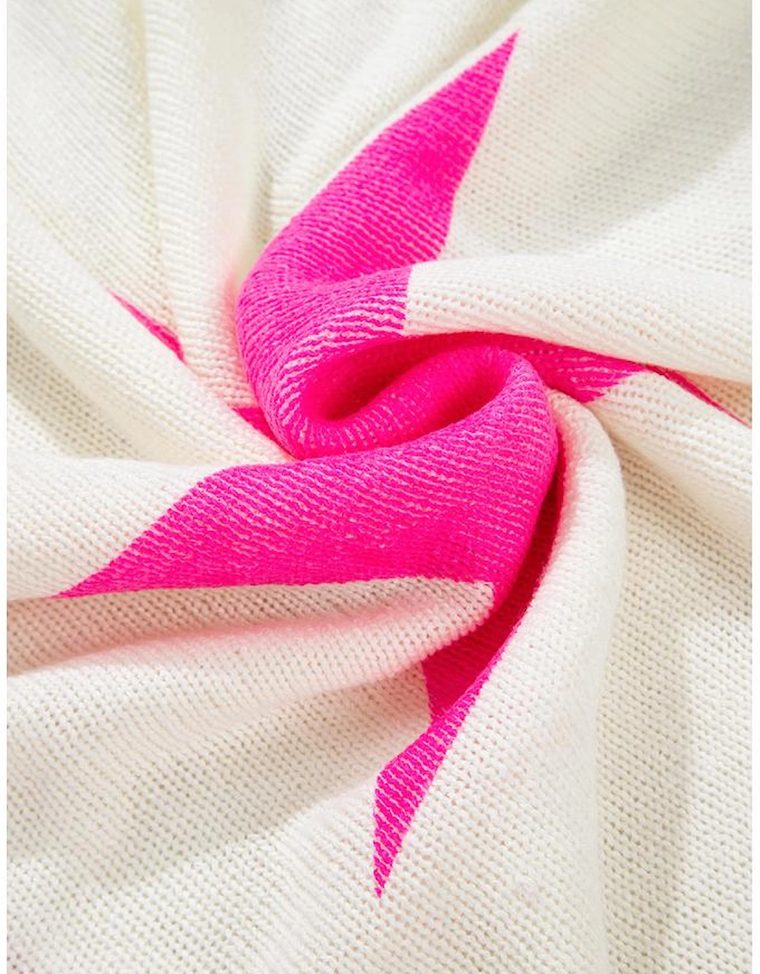 White Star Pattern Colorblock Striped Edge Drop Shoulder Sweater