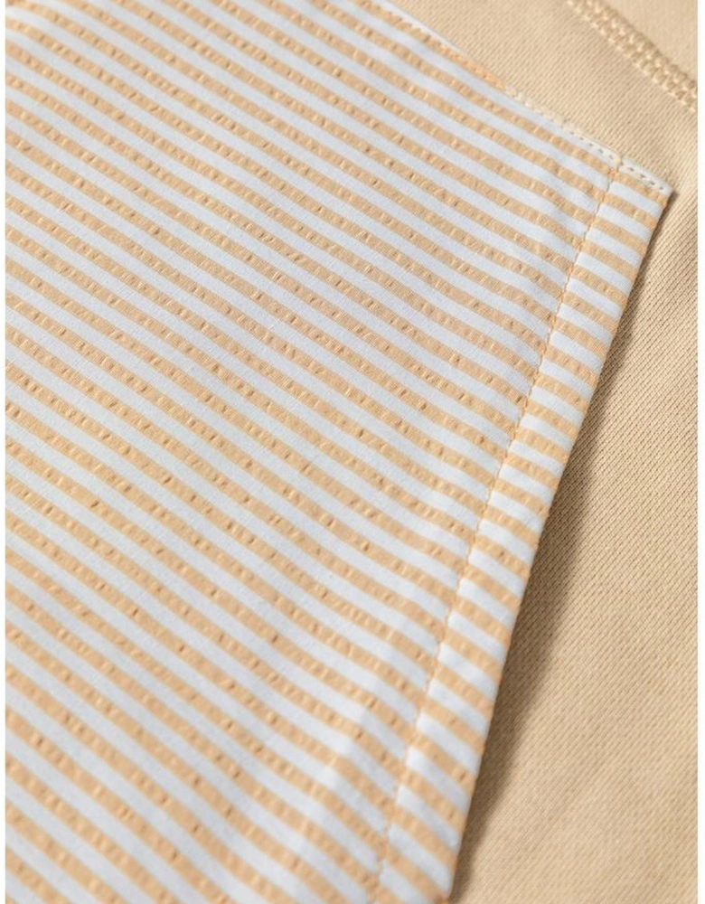 Smoke Gray Quarter Zip Striped Patchwork Drop Shoulder Loose Long Sleeve Top