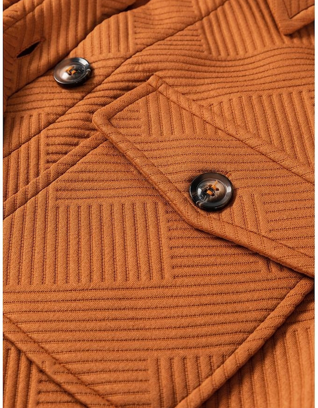 Gold Flame Textured Collared Drop Shoulder Buttoned Front Duster Coat