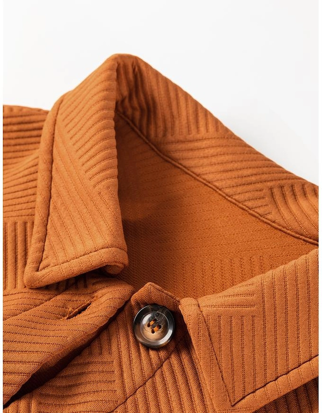 Gold Flame Textured Collared Drop Shoulder Buttoned Front Duster Coat