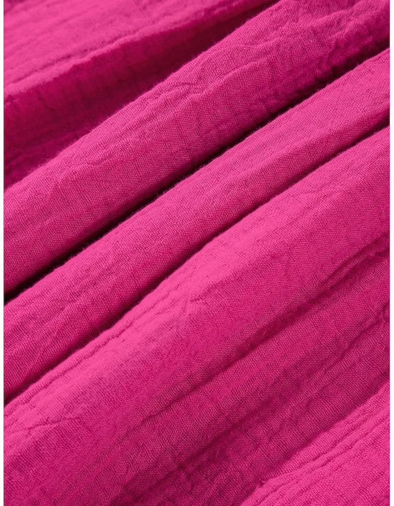 Pink Crinkled Colorblock Patchwork Flutter Tiered Mini Dress