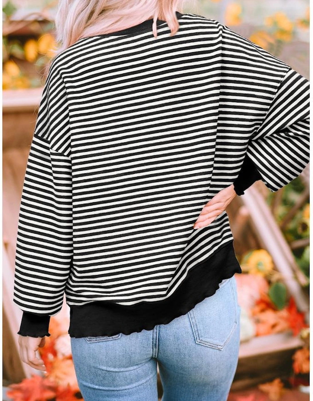 Black Stripe Tis The Season Chenille Patched Graphic Drop Shoulder Long Sleeve Top, 4 of 3