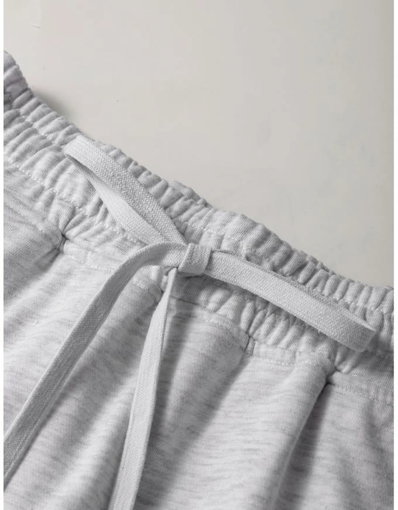 Light Grey French Terry Drawstring Mini Skort with Pockets