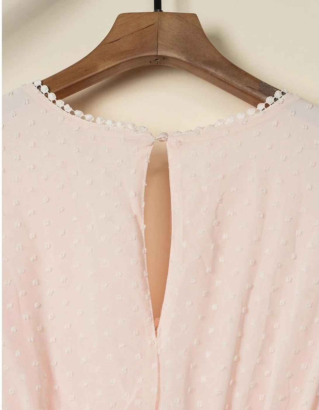 Swiss Dot Lace Trim Maxi Dress