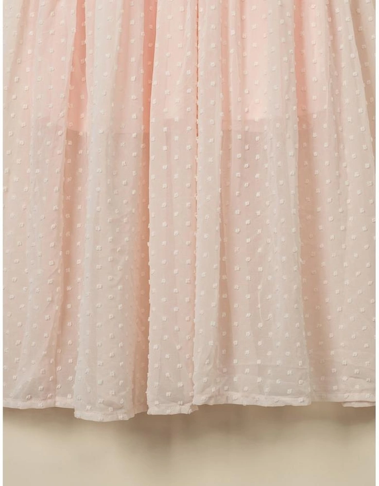 Swiss Dot Lace Trim Maxi Dress