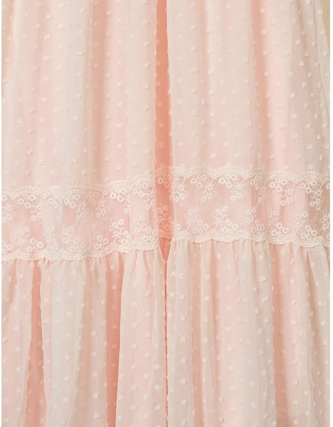 Swiss Dot Lace Trim Maxi Dress