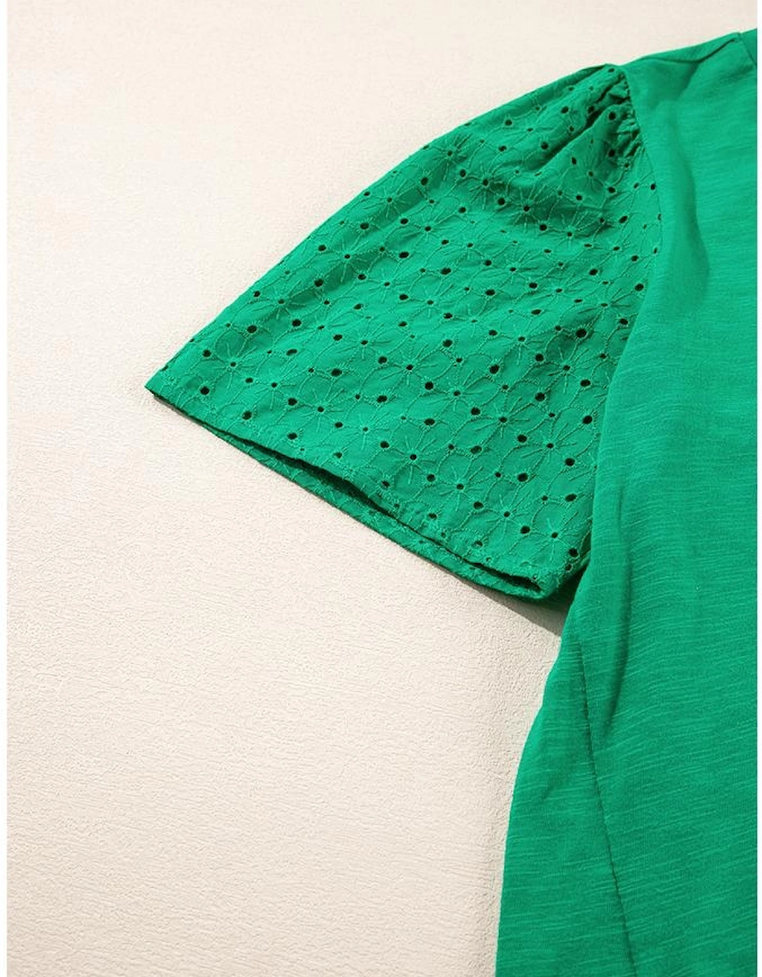 Bright Green Eyelet Embroidered Patchwork Shift Top