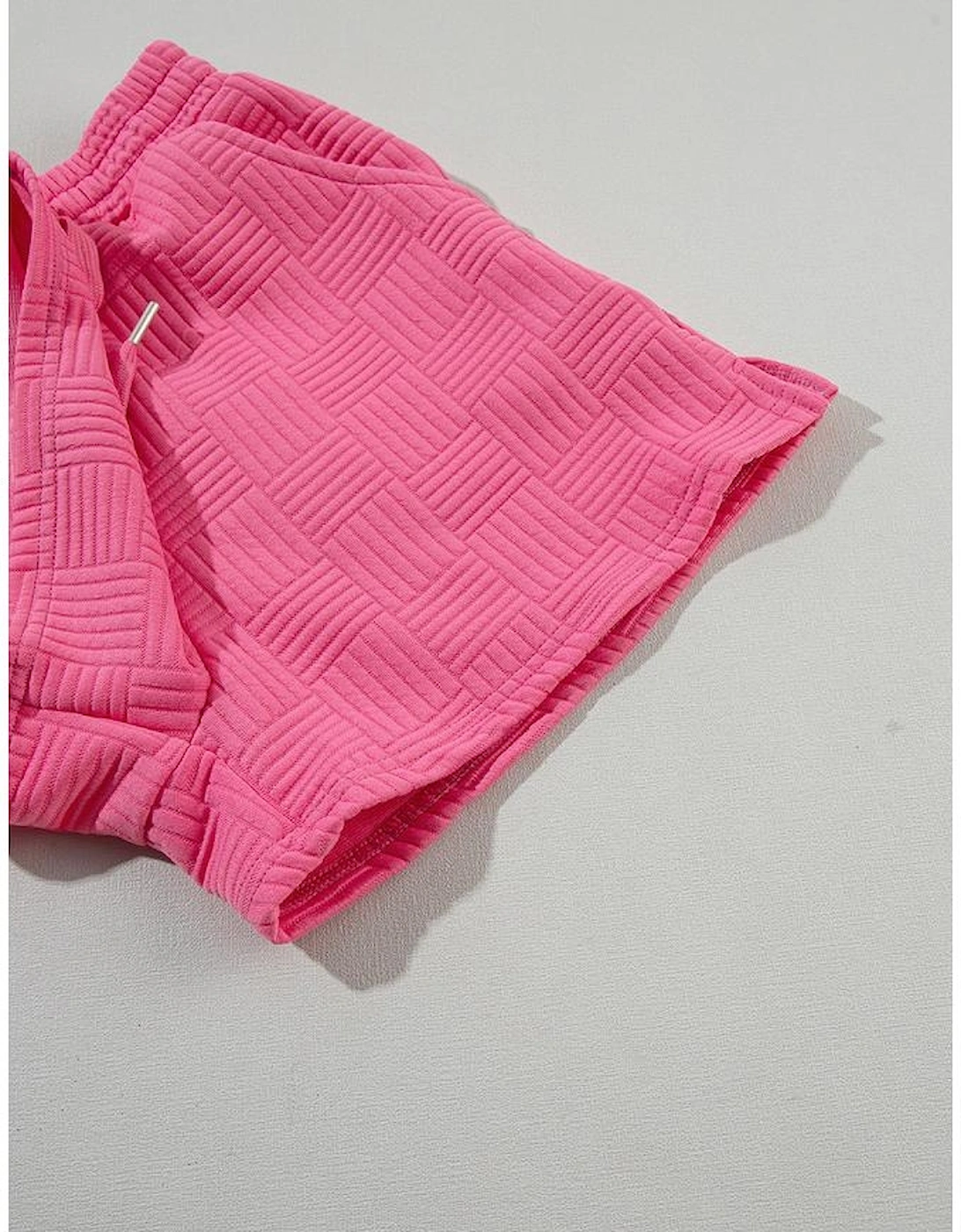 Bonbon Textured Ruffled Sleeve Tee and Drawstring Shorts Set
