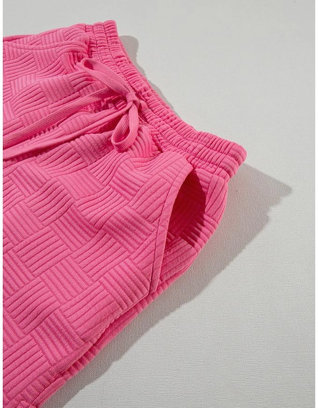 Bonbon Textured Ruffled Sleeve Tee and Drawstring Shorts Set