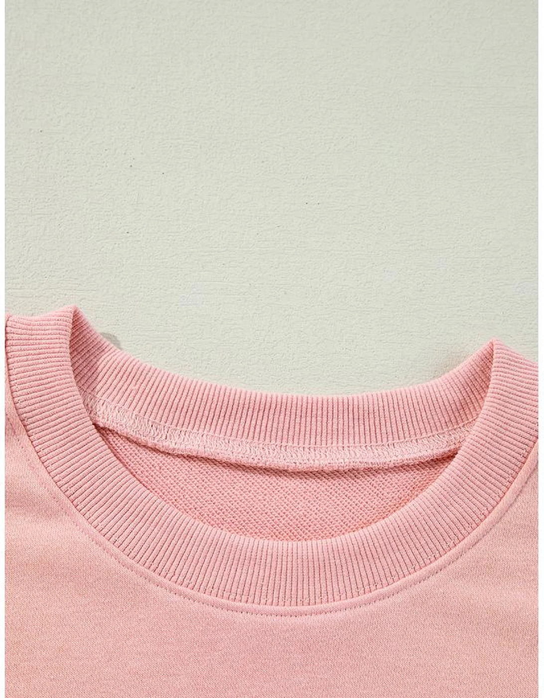 Pink Ghost Bowknot Printed Drop Shoulder Halloween Sweatshirt