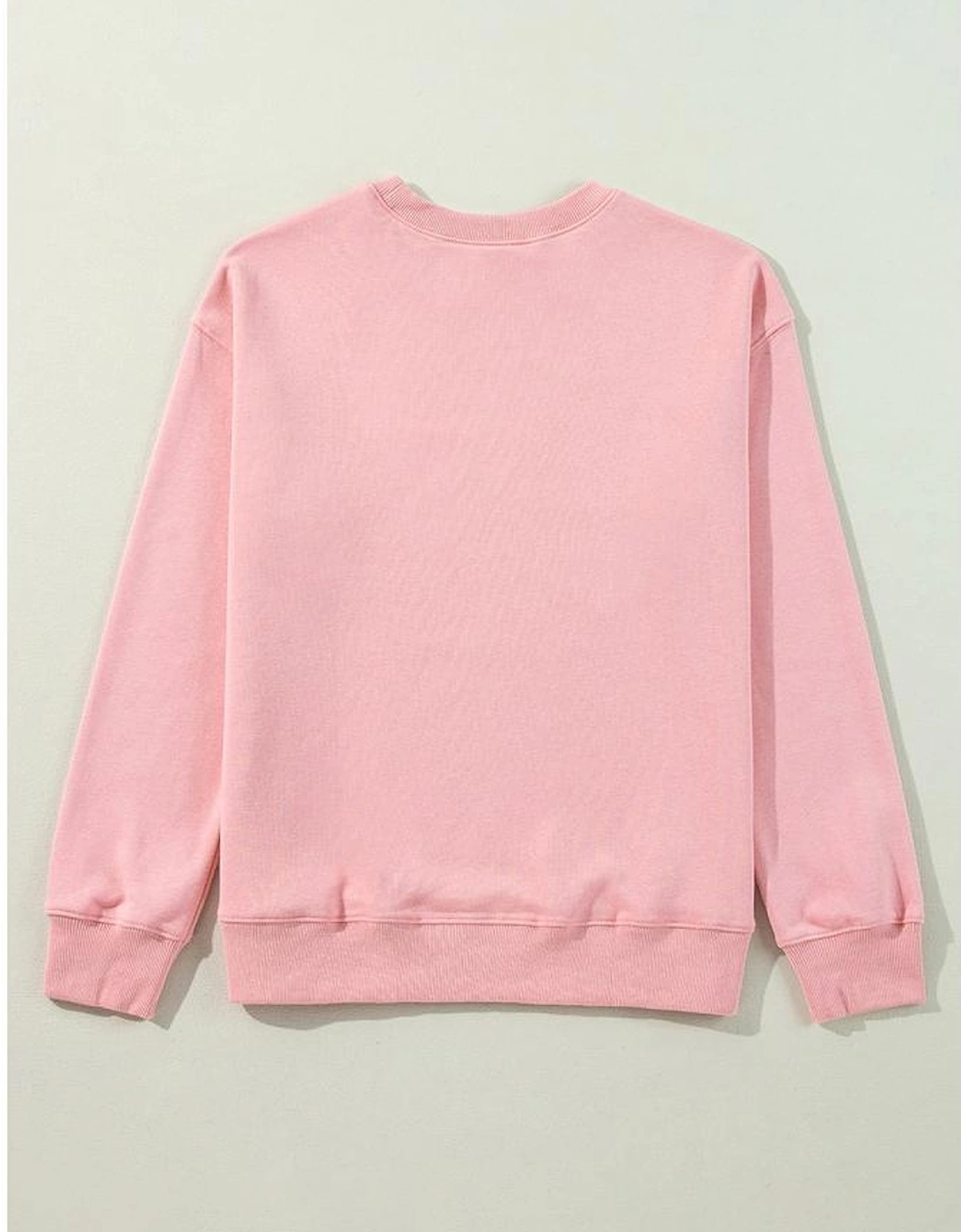 Pink Ghost Bowknot Printed Drop Shoulder Halloween Sweatshirt