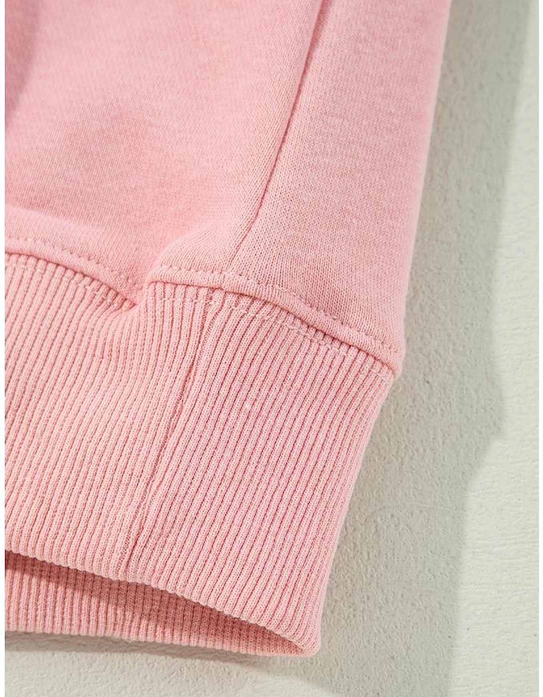 Pink Ghost Bowknot Printed Drop Shoulder Halloween Sweatshirt