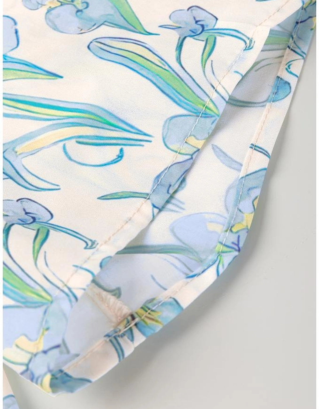 Green Floral Print Shirtcollar Buttoned Short Sleeve Shift Dress