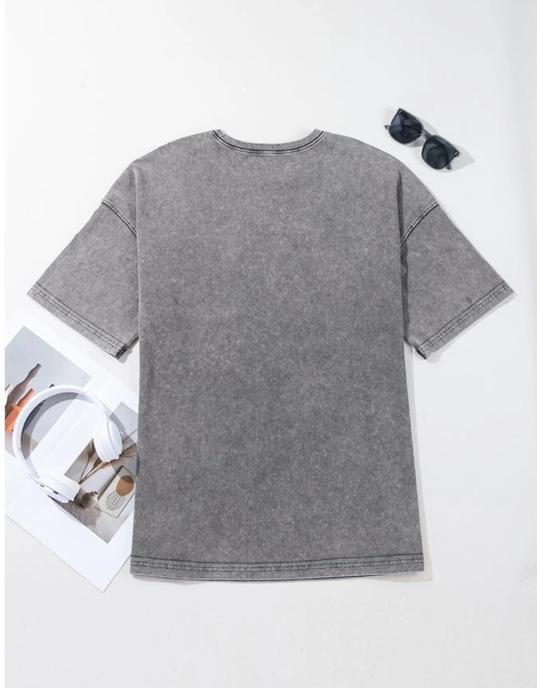 Philippine Gray Mineral Wash Half Sleeve Boyfriend Vintage T Shirt
