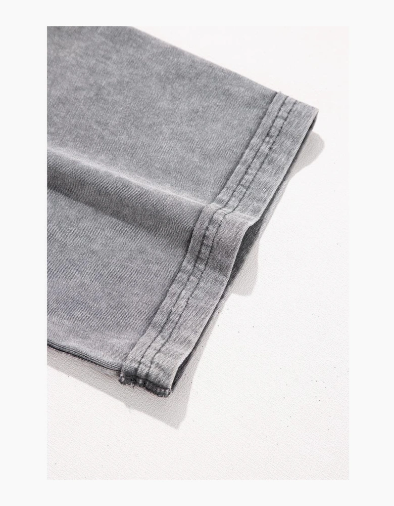 Philippine Gray Mineral Wash Half Sleeve Boyfriend Vintage T Shirt