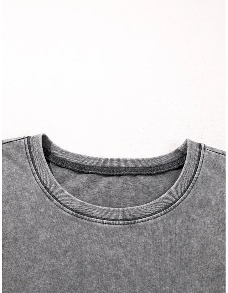 Philippine Gray Mineral Wash Half Sleeve Boyfriend Vintage T Shirt