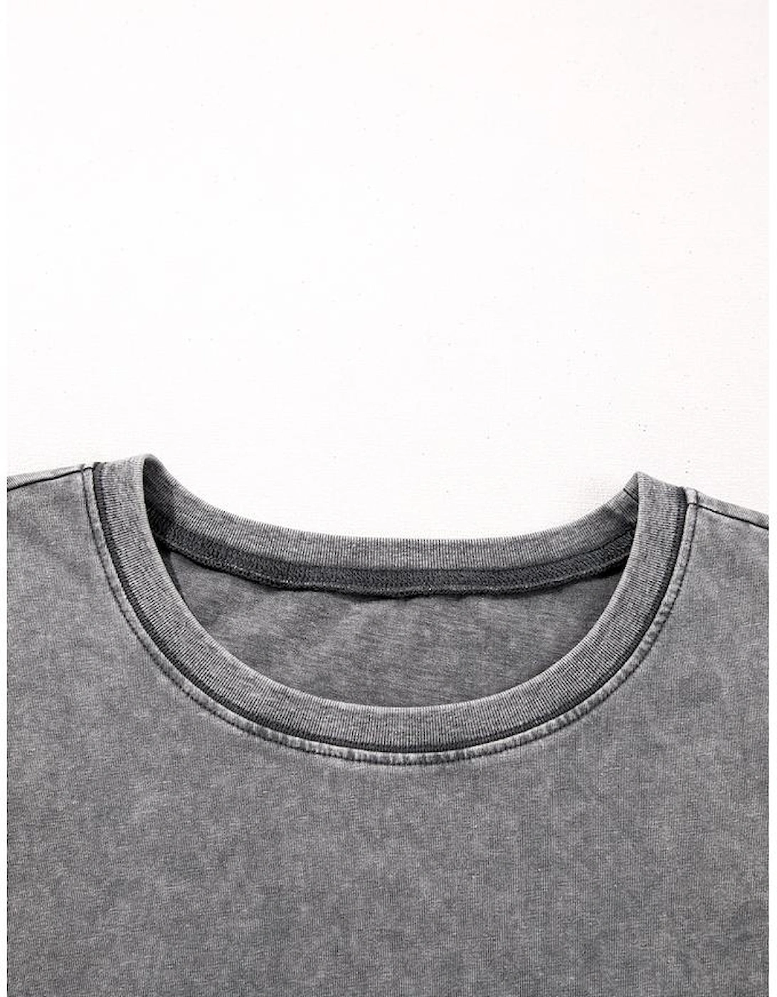 Philippine Gray Mineral Wash Half Sleeve Boyfriend Vintage T Shirt