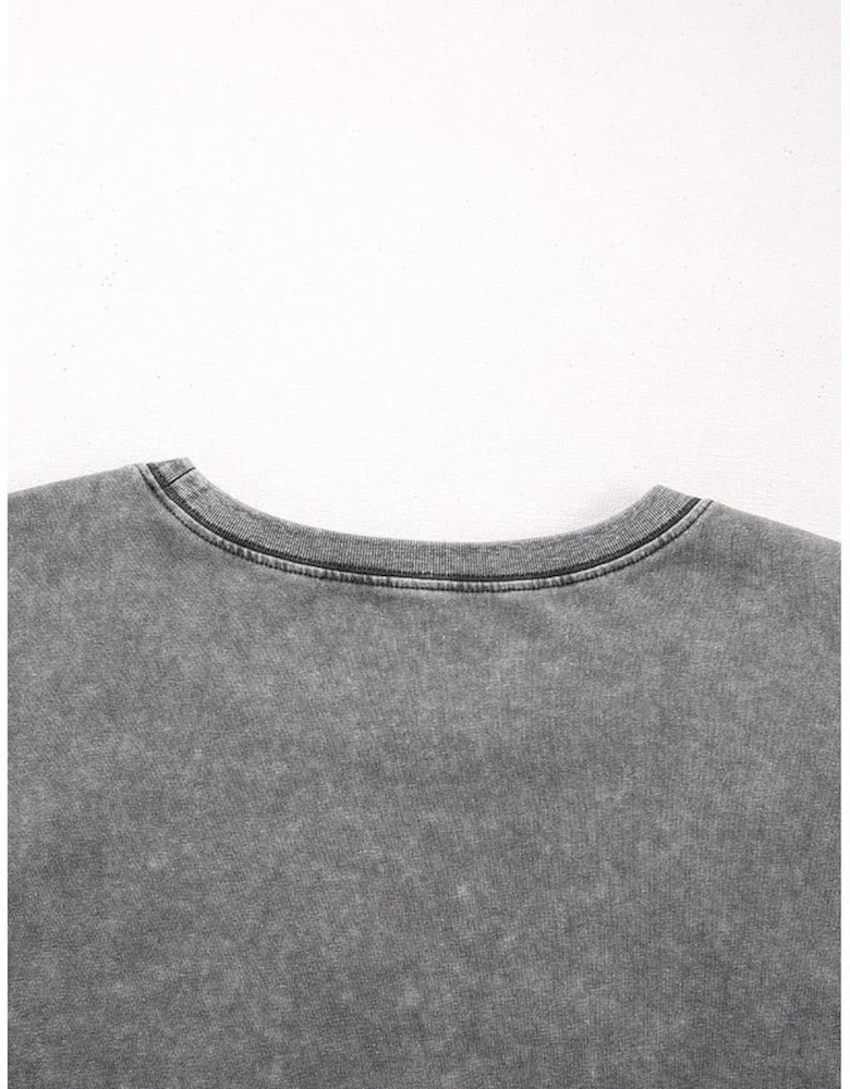 Philippine Gray Mineral Wash Half Sleeve Boyfriend Vintage T Shirt