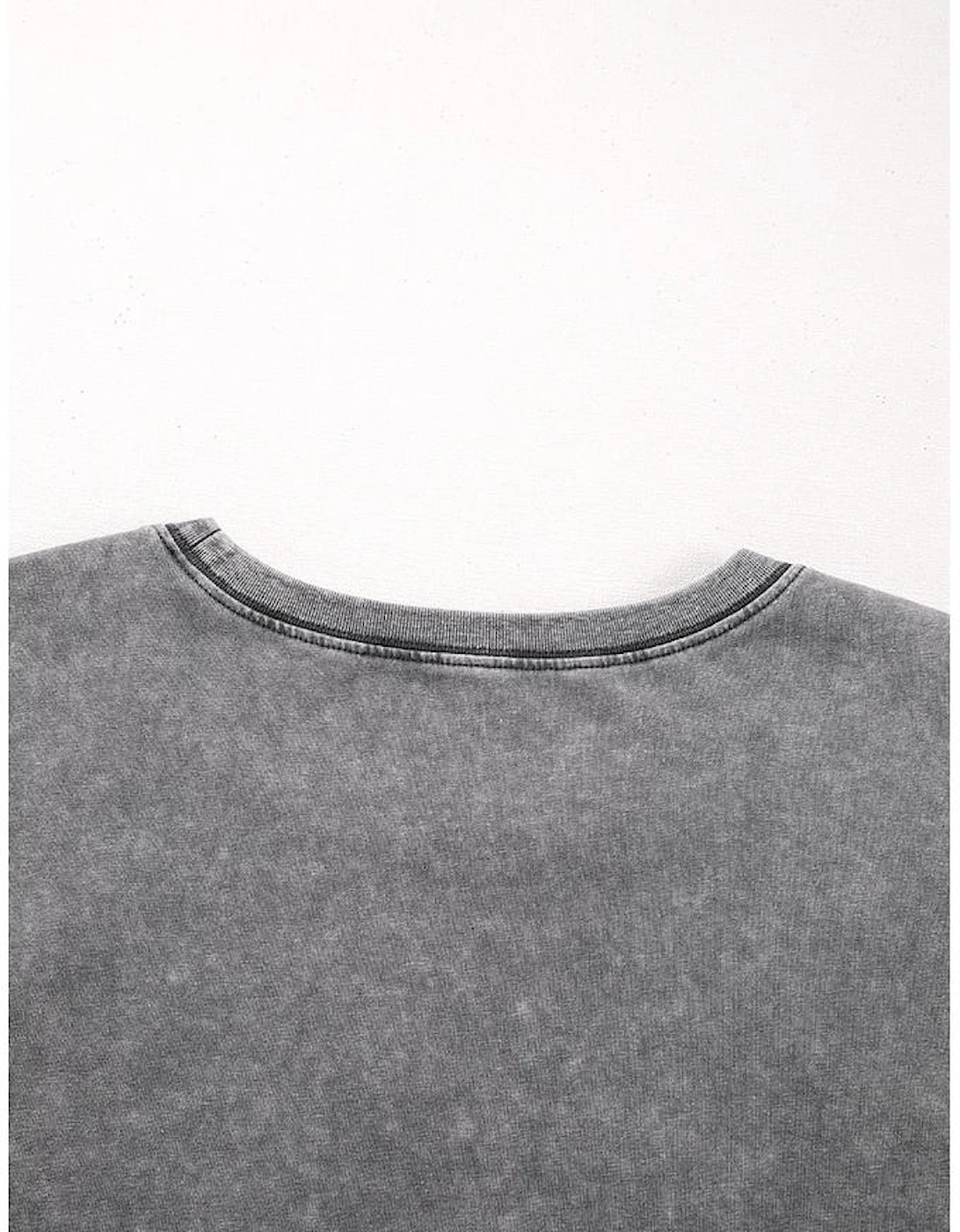 Philippine Gray Mineral Wash Half Sleeve Boyfriend Vintage T Shirt