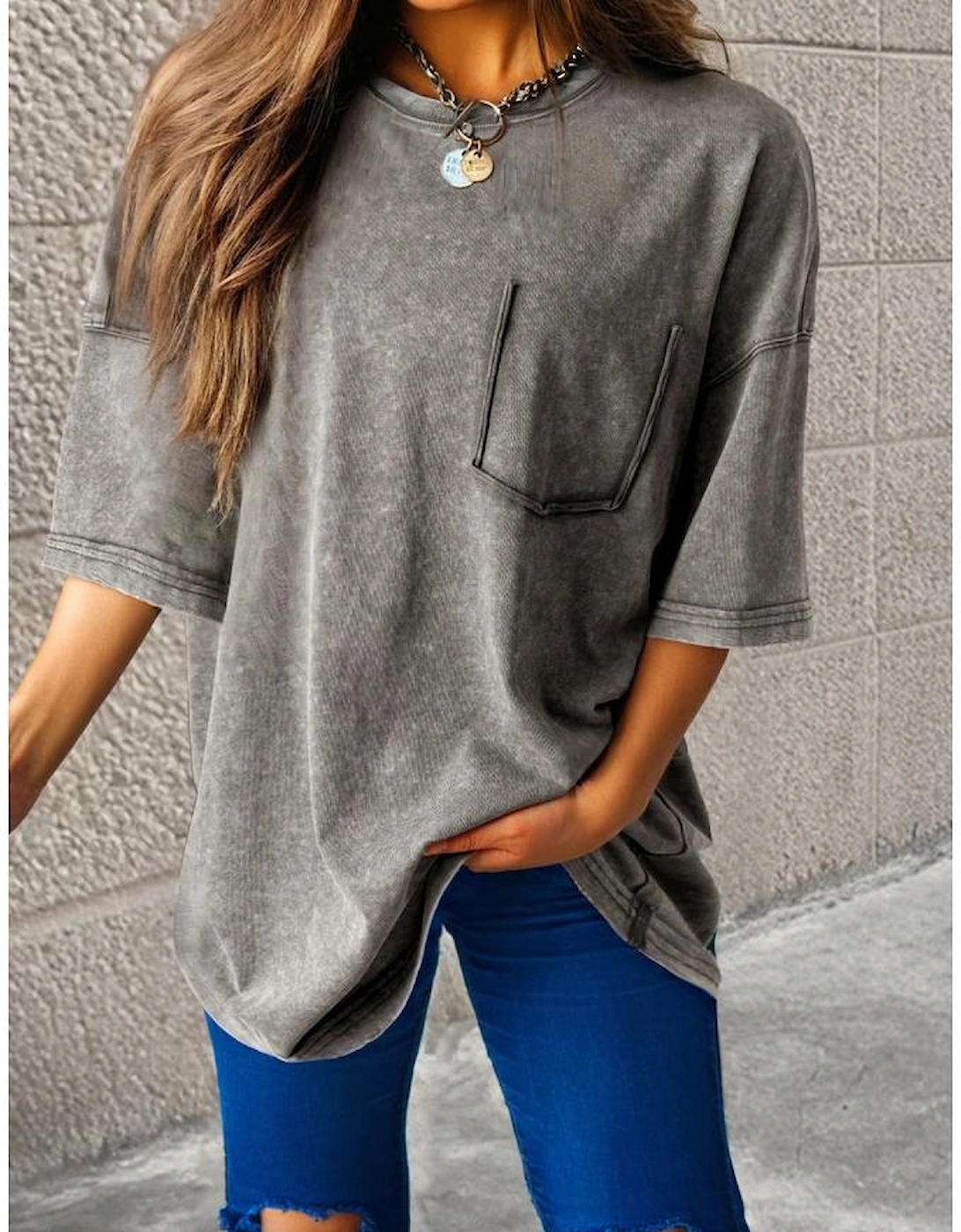 Philippine Gray Mineral Wash Half Sleeve Boyfriend Vintage T Shirt, 11 of 10