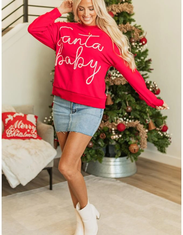 Fiery Red Christmas Santa Baby Tinsel Graphic Sweatshirt