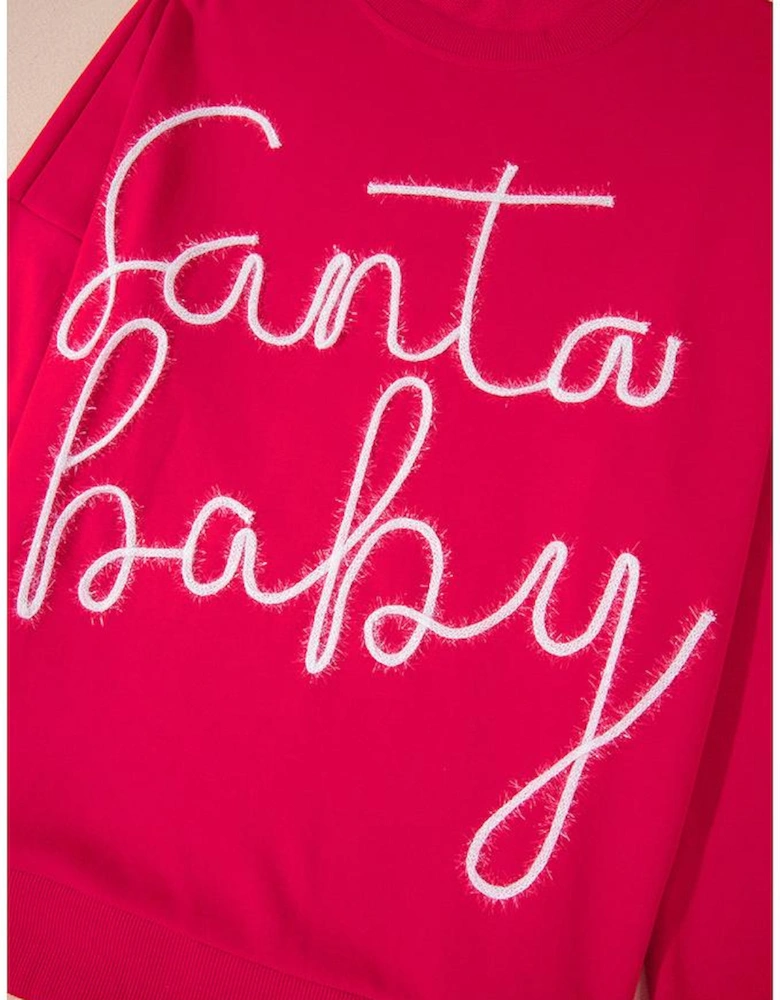 Fiery Red Christmas Santa Baby Tinsel Graphic Sweatshirt