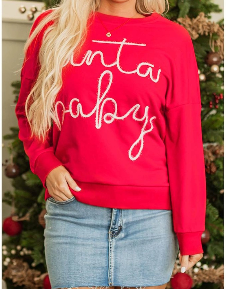 Fiery Red Christmas Santa Baby Tinsel Graphic Sweatshirt