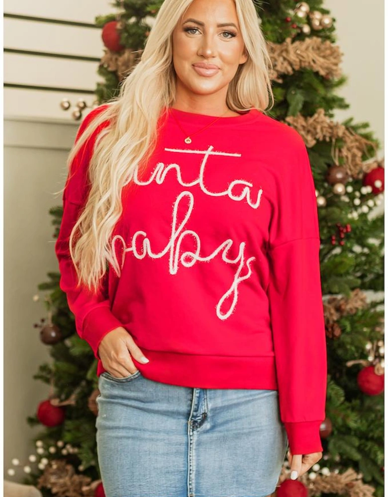 Fiery Red Christmas Santa Baby Tinsel Graphic Sweatshirt