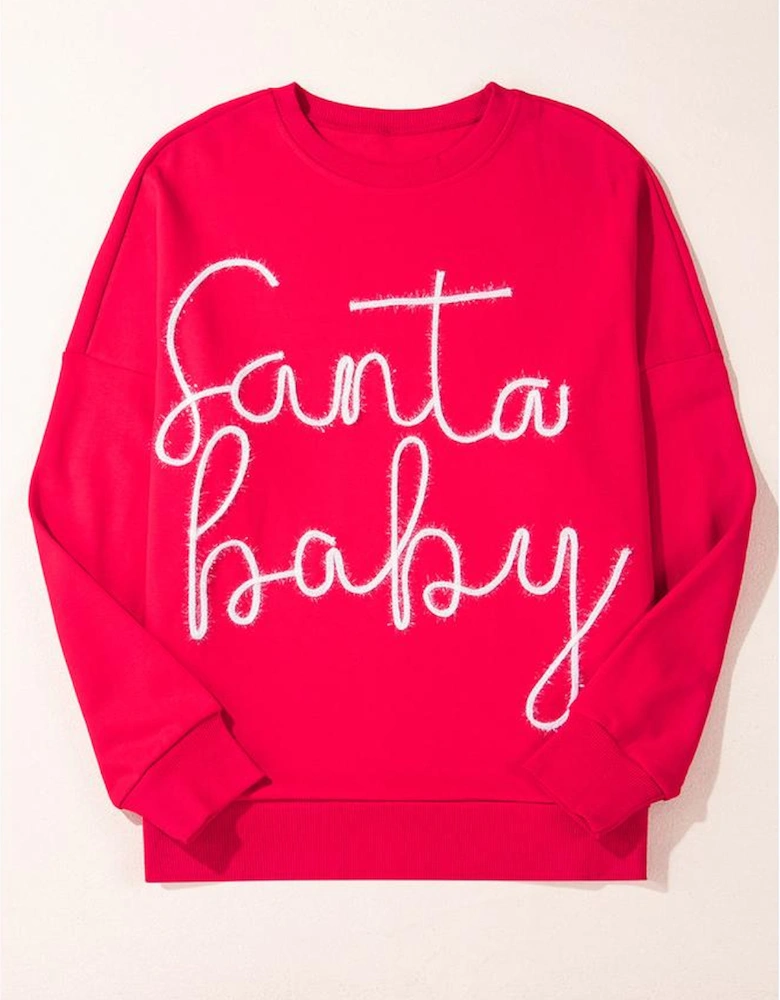 Fiery Red Christmas Santa Baby Tinsel Graphic Sweatshirt