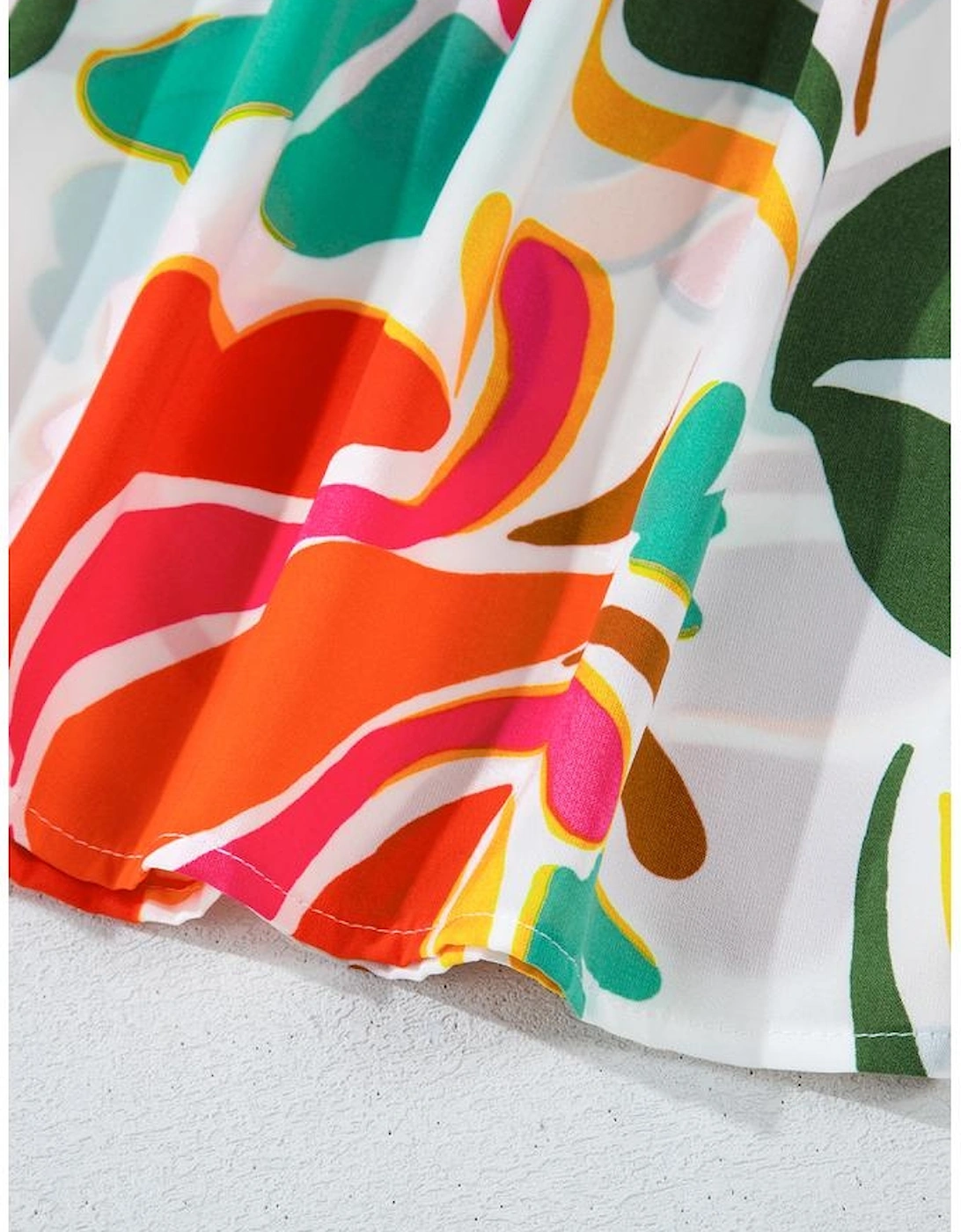 Orange Floral Print Drawstring V Neck Tiered Plus Size Dress