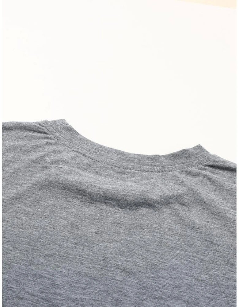 Gray CASH Letter Print T Shirt
