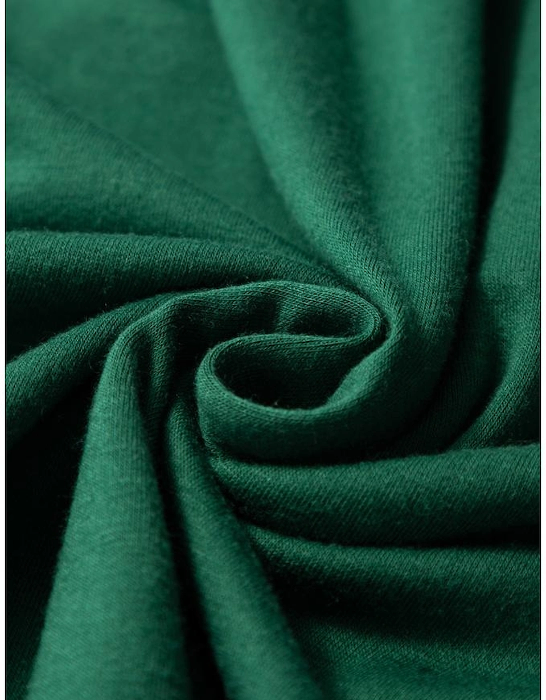 Dark Green Round Neck Rolled Sleeve Plus Size T-shirt