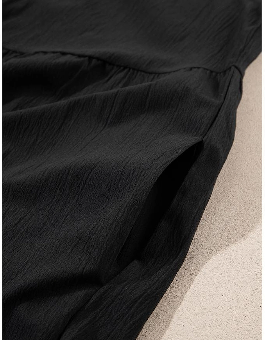 Black Plus Size Sleeveless Button Front Loose Jumpsuit