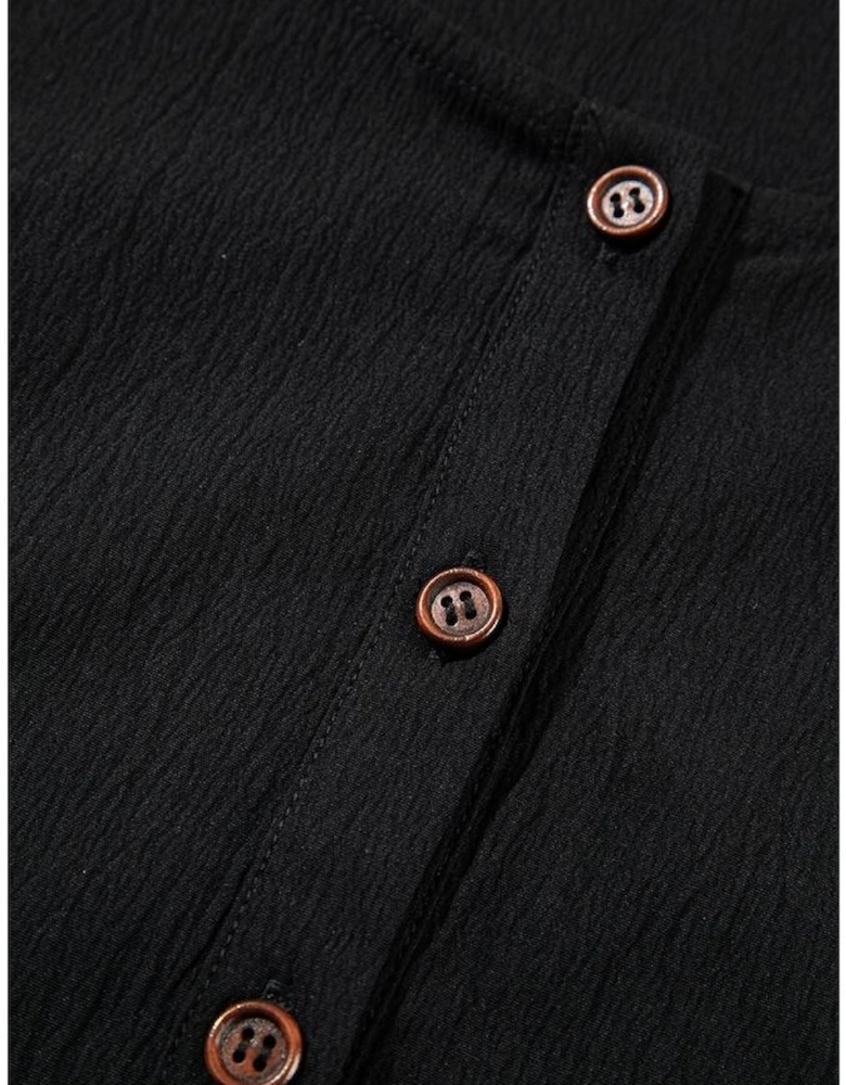 Black Plus Size Sleeveless Button Front Loose Jumpsuit