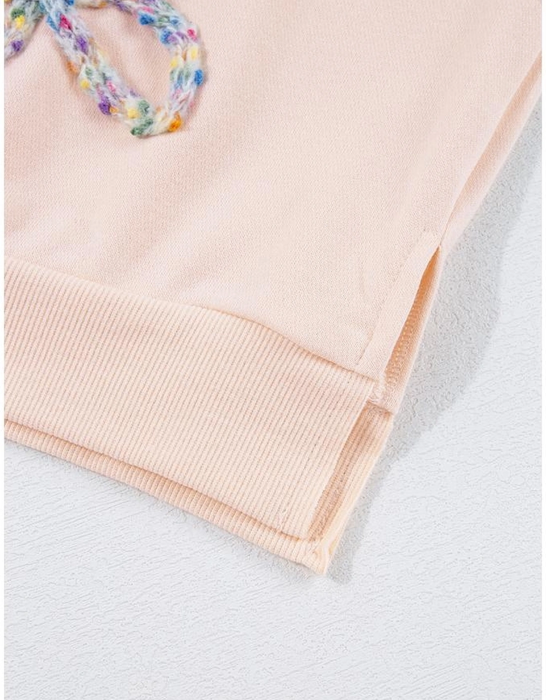 Parchment Embroidered Bow Lantern Sleeve Oversized Pullover Sweatshirt