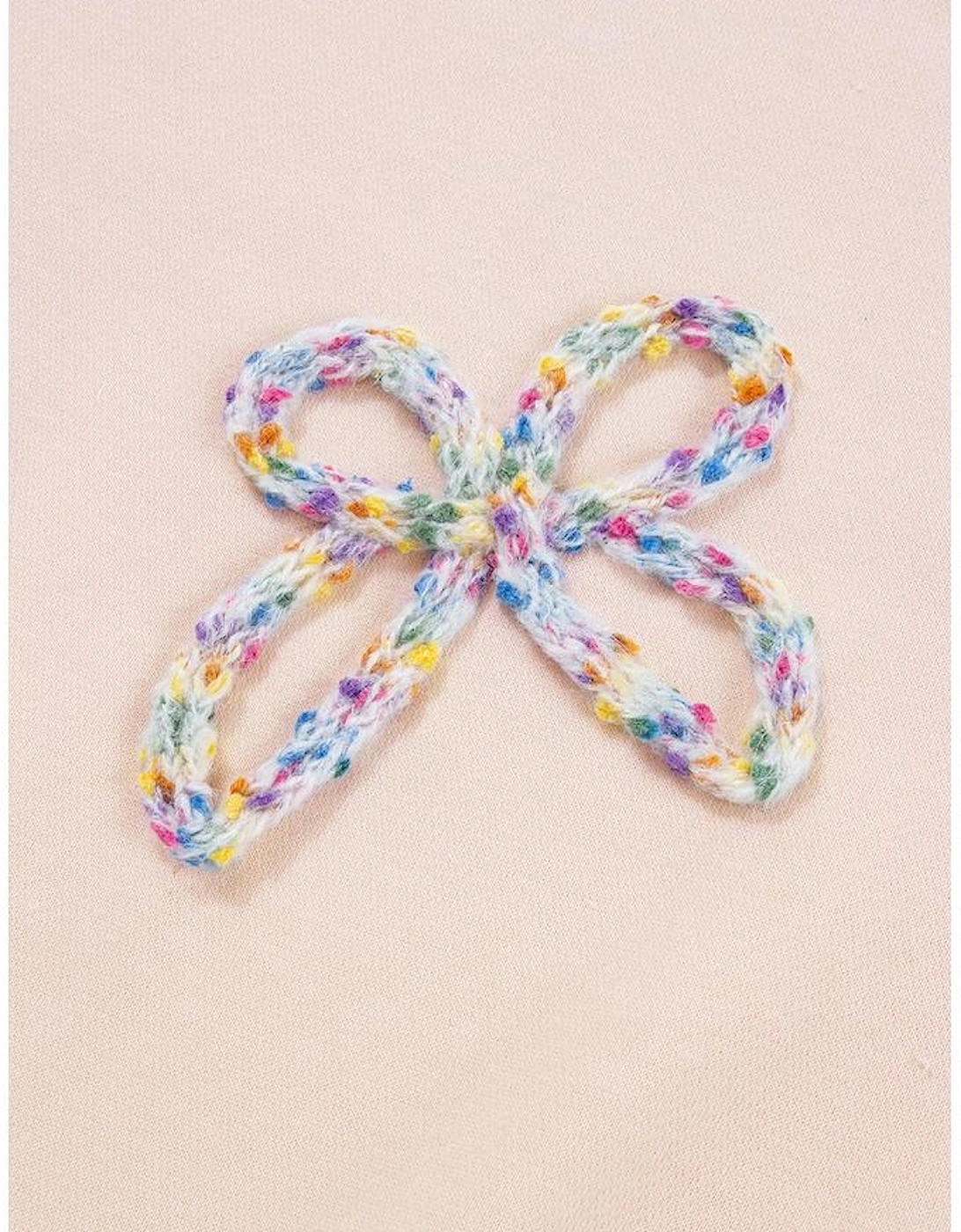 Parchment Embroidered Bow Lantern Sleeve Oversized Pullover Sweatshirt