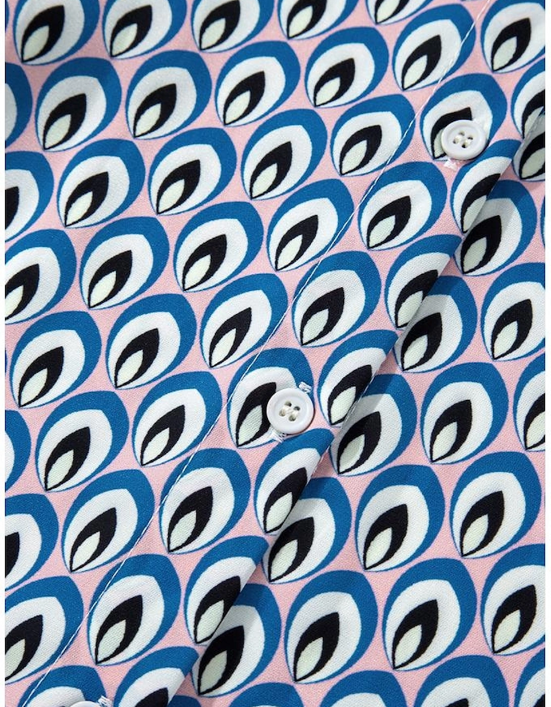 Sky Blue Abstract Print Shirred Cuff Buttoned Oversized Shirt, 14 of 13