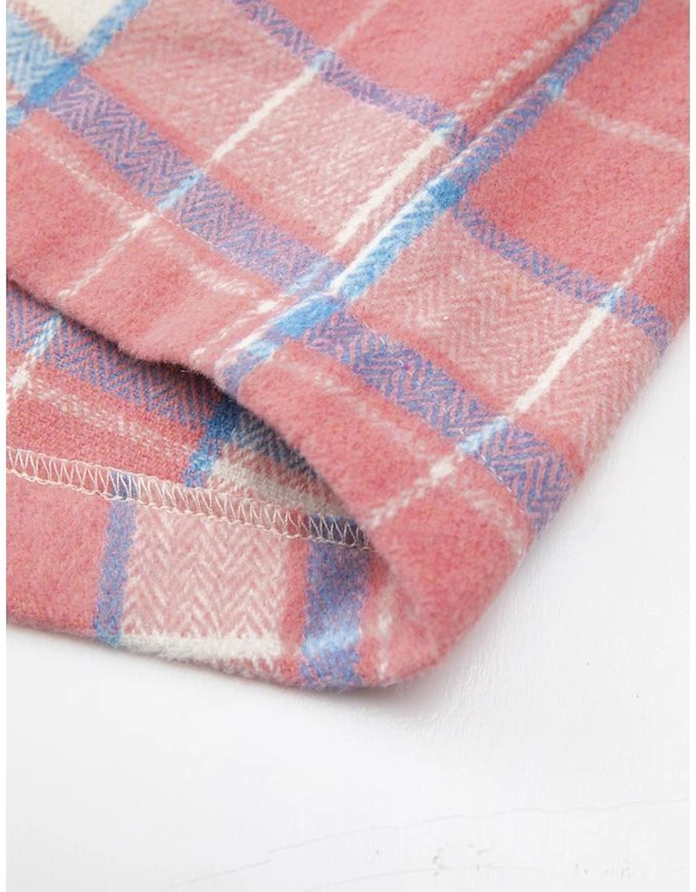 Pink Plaid Flap Pocket Button Up Shacket